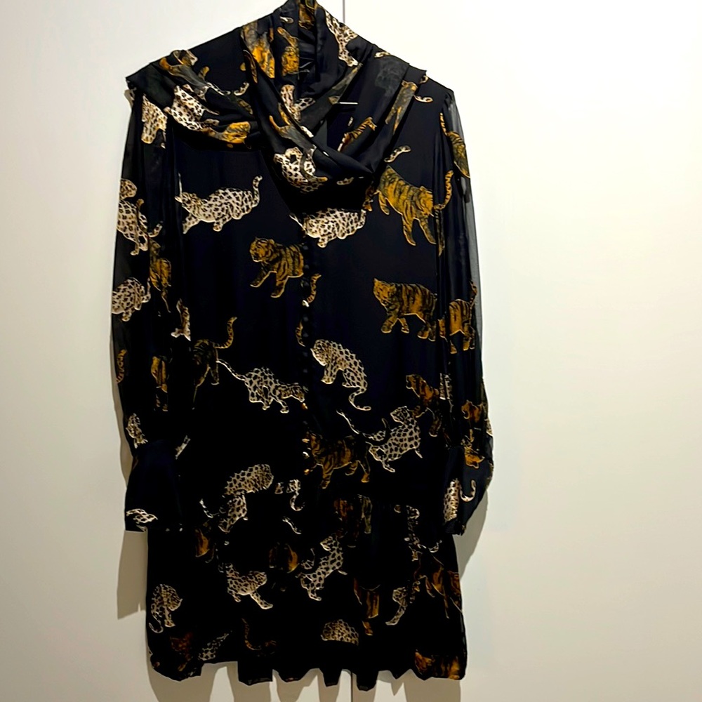 The Kooples animal fever burn out tunic, black